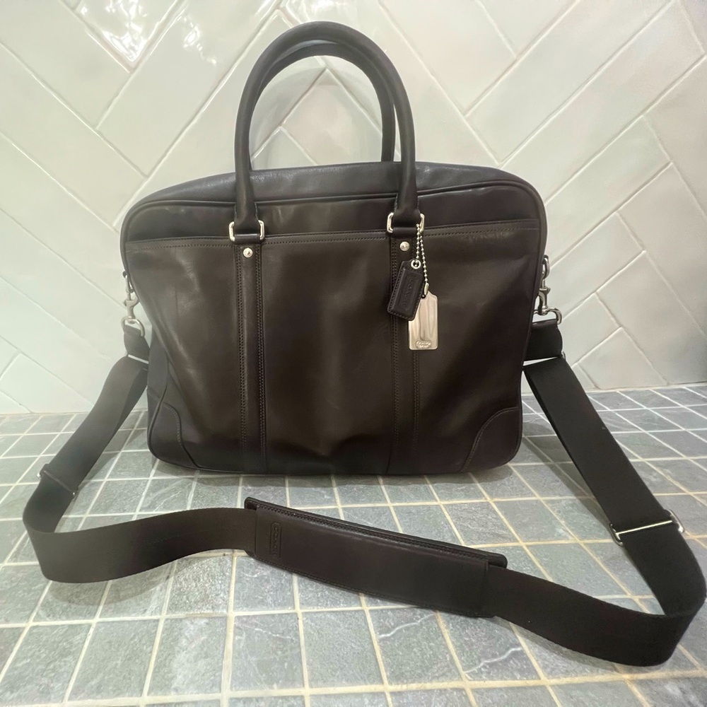COACH vintage espresso leather briefcase